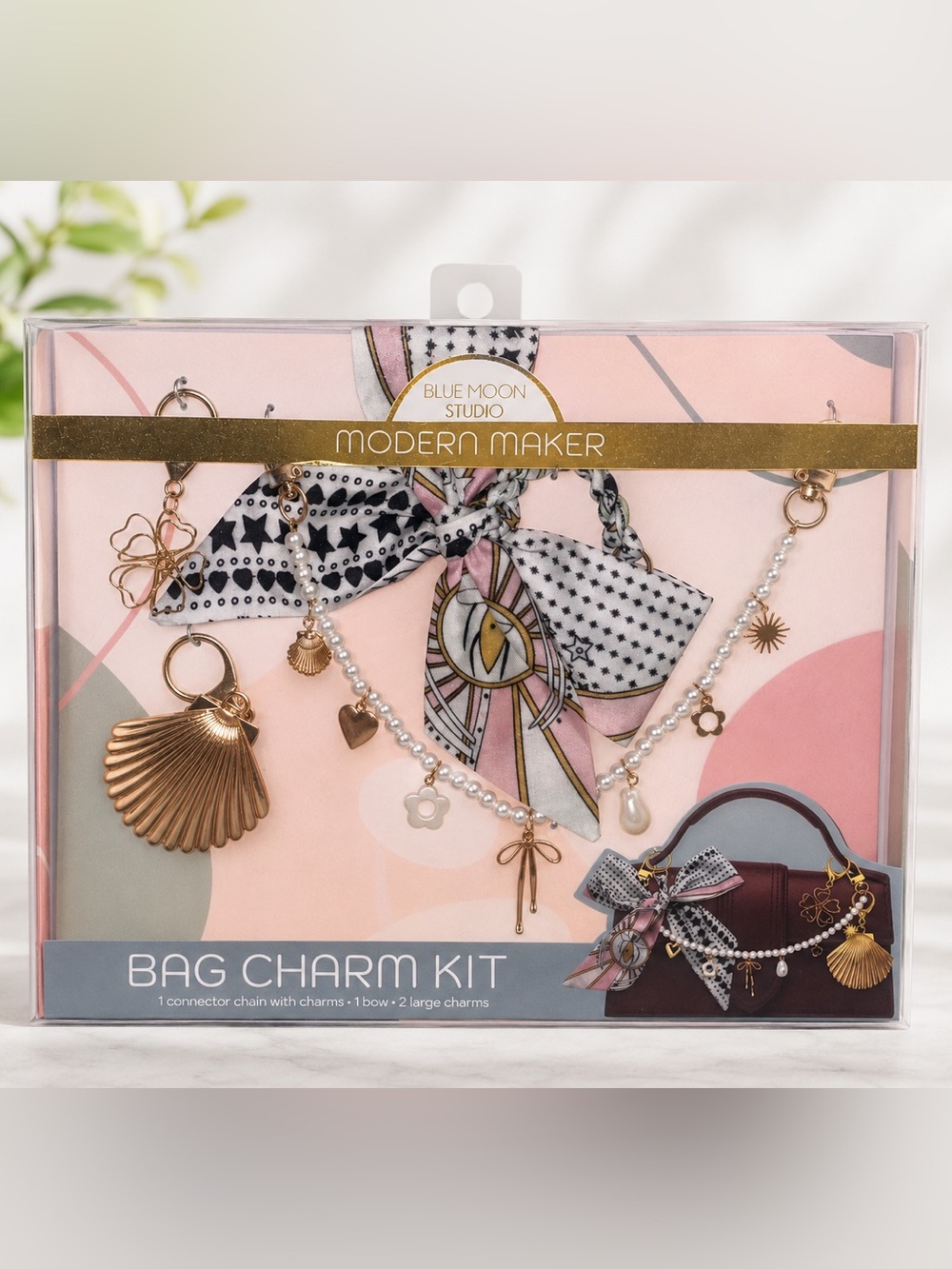 Blue Moon Studio NWT Modern Maker Bag Charm Kit Purse Accessory Bow Pearls Shell